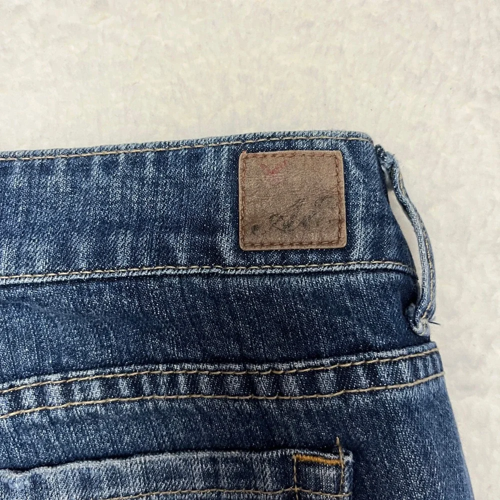American Eagle Jeans Womens 10 Reg Blue Favorite Boyfriend Mid Rise Flare Cotton - Picture 7 of 10
